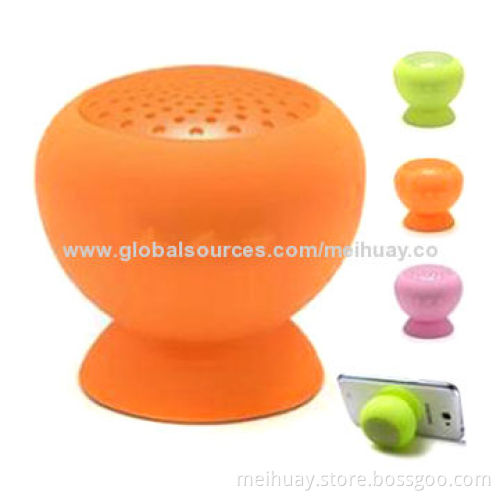 Portable Mini Bluetooth Speaker with Sucker Function, Silicone Material